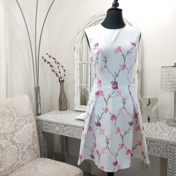 🍒NWT🍒 TED BAKER SKETCHED FLORAL DRESS - Picture 2 of 12